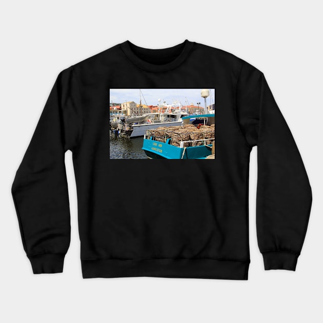 Cray Pots on a fishing boat in Hobart, Tasmania, Australia Crewneck Sweatshirt by Kirkcov